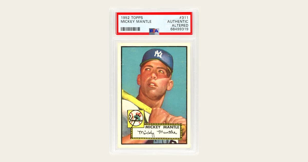 PSA slab of a 1952 Topps Mickey Mantle #311 card whose label reads Authentic Altered instead of a numeric grade