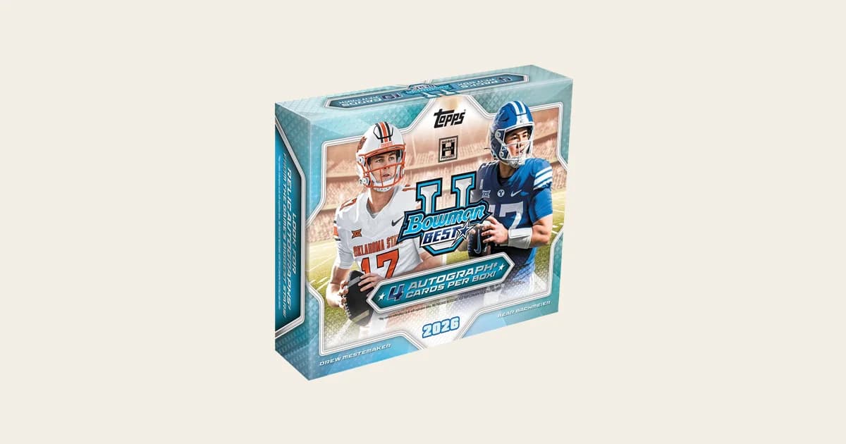 2026 Bowman U Best Football hobby box with Drew Mestemaker and Bear Bachmeier and four autograph cards per box