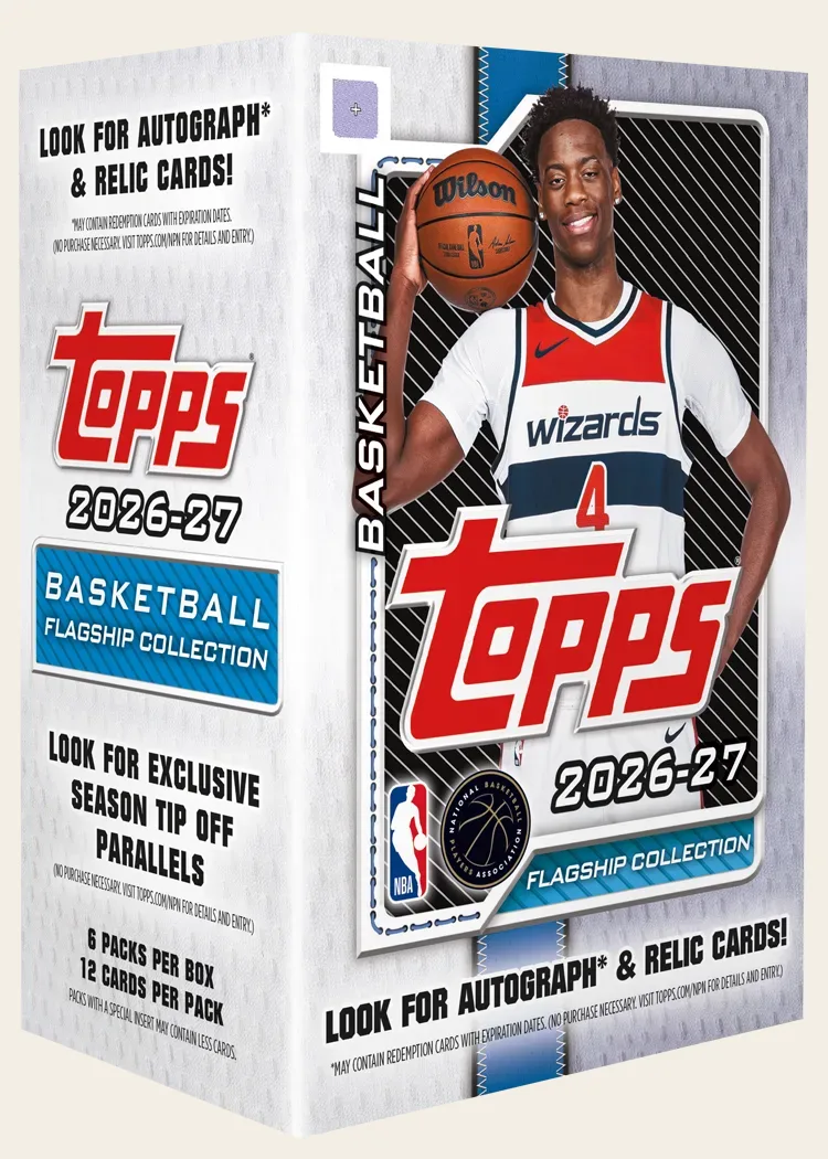 2026-27 Topps Flagship Basketball value box marked six packs of 12 cards with exclusive Season Tip Off parallels