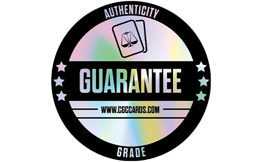 Holographic CGC guarantee seal reading Authenticity, Guarantee, Grade and www.cgccards.com