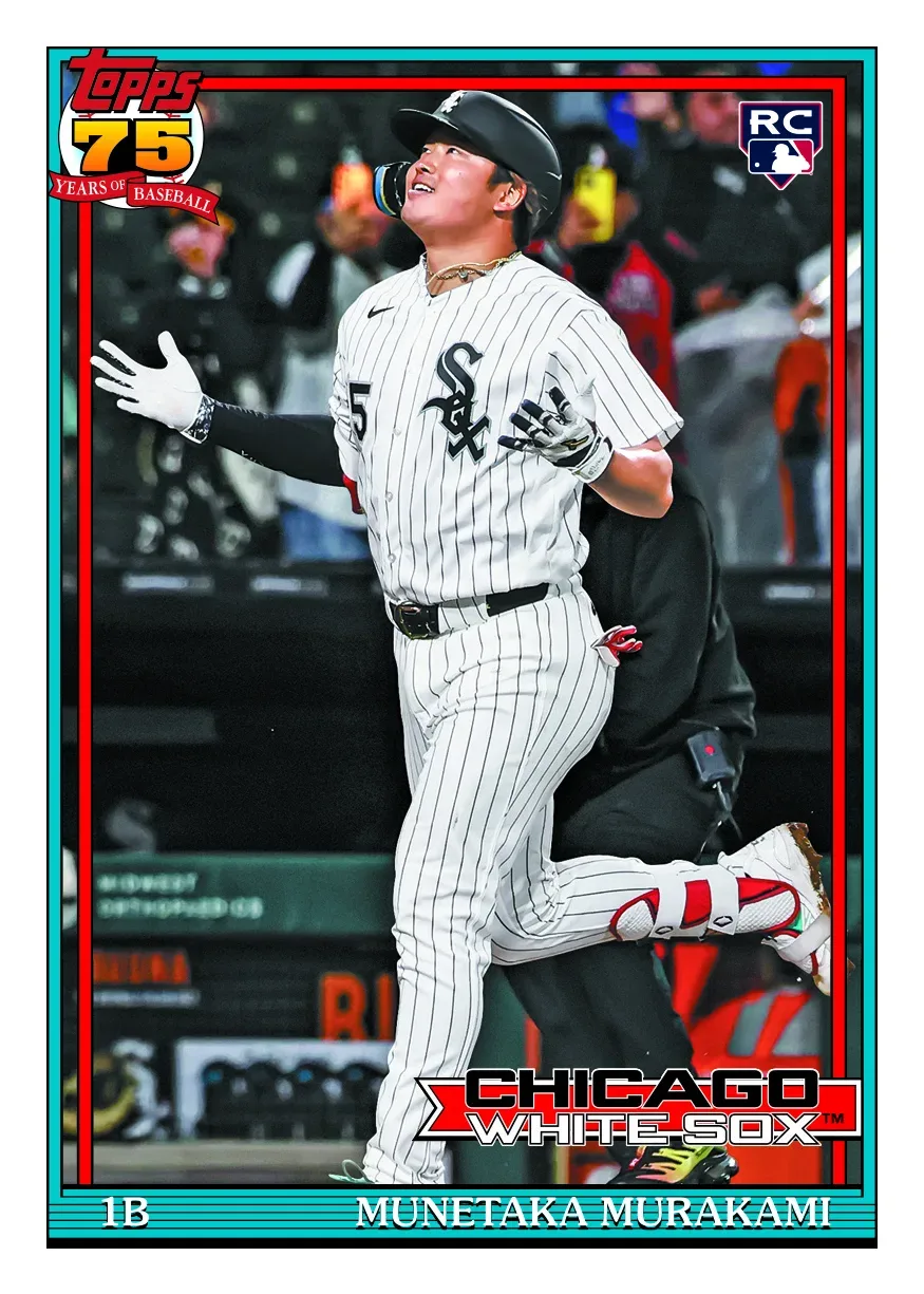 Munetaka Murakami 2026 Topps Update card in a 1991-style teal and red frame with an MLB RC logo, in White Sox pinstripes